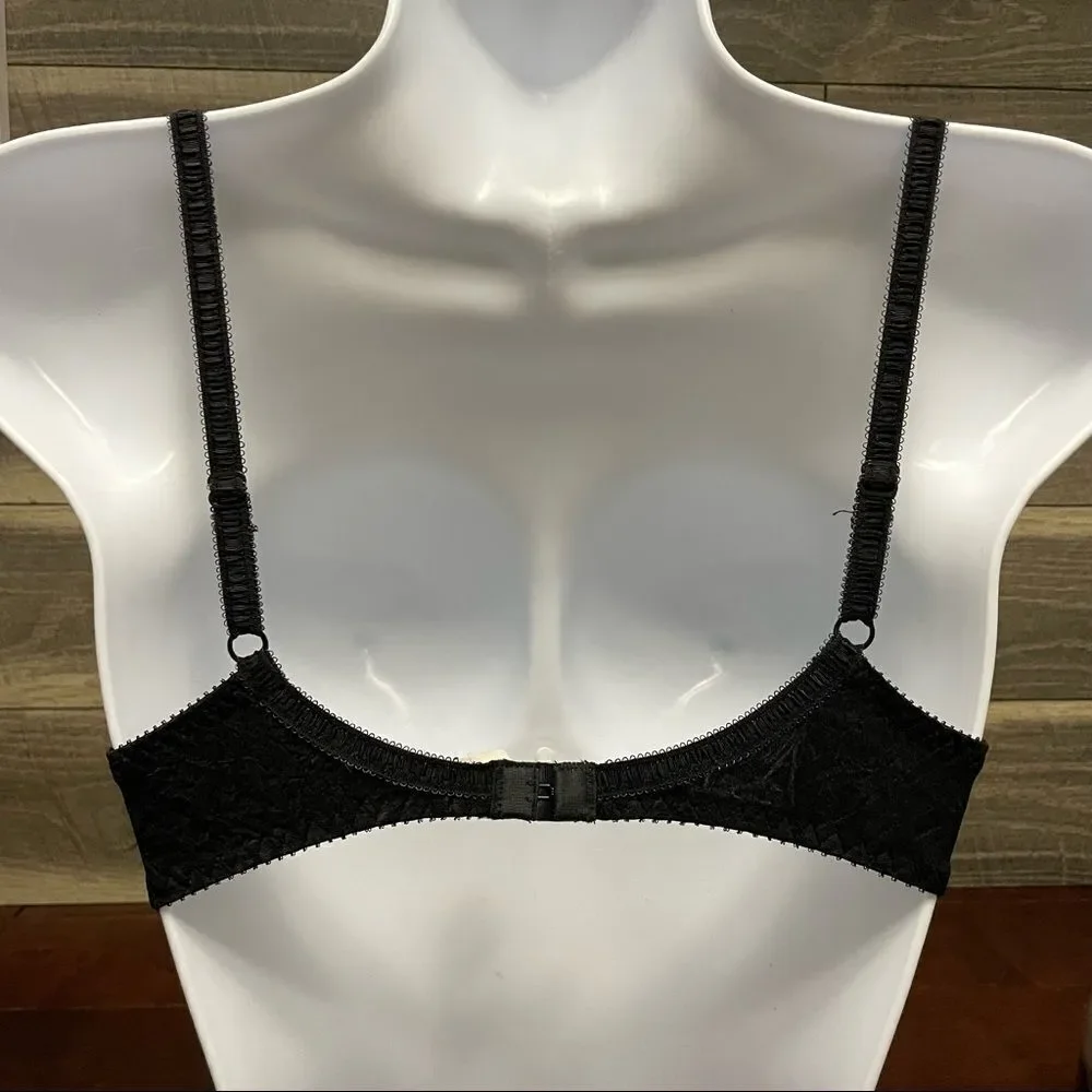Gossard Black Lace Embroidered Floral Bra Size 34B